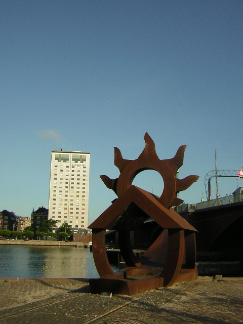 Copenhgaen - some intersting art, with our hostel in the background.